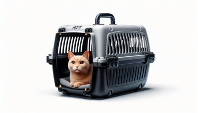 Create a high-definition, realistic style image of a sturdy cat carrier designed for safe and comfortable travel. The carrier should have proper ventilation, suggesting the circulation of fresh air. There should also be ample space inside for the cat to move around, marking a cozy, secure, and relaxing environment. Note: No text or Arabic numerals are allowed in the image.
